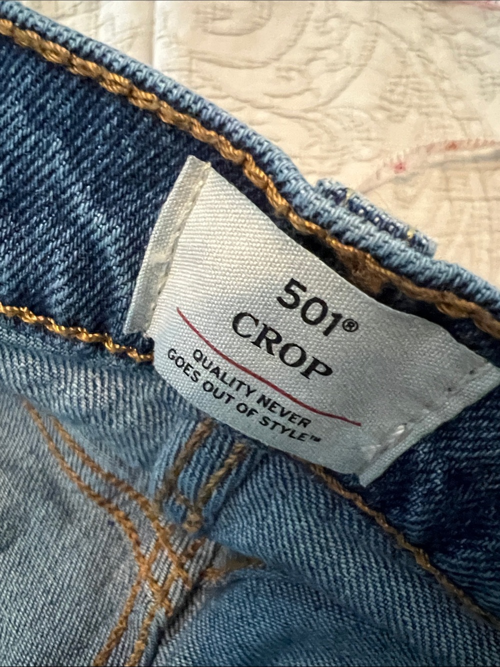 Levi's 501® Crop Straight Jeans in Medium Blue - Picture 5 of 9